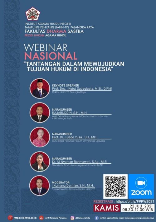 Wakil Dekan I FH UPP Menjadi Narasumber Webinar Nasional “Tantangan Dalam Mewujudkan Tujuan Hukum di Indonesia”